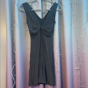 Women's Gray Twist-Front Sleeveless Dress